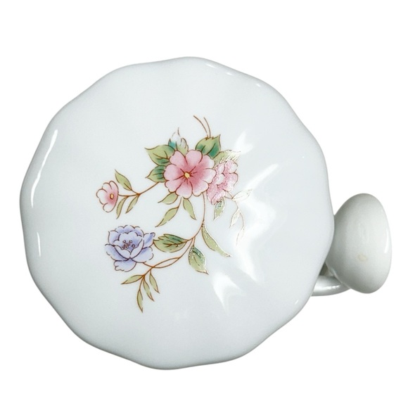 Vintage FTD White Floral Ceramic Sugar Coffee Tea Canister Jar with Spoon & Lid - Picture 4 of 10